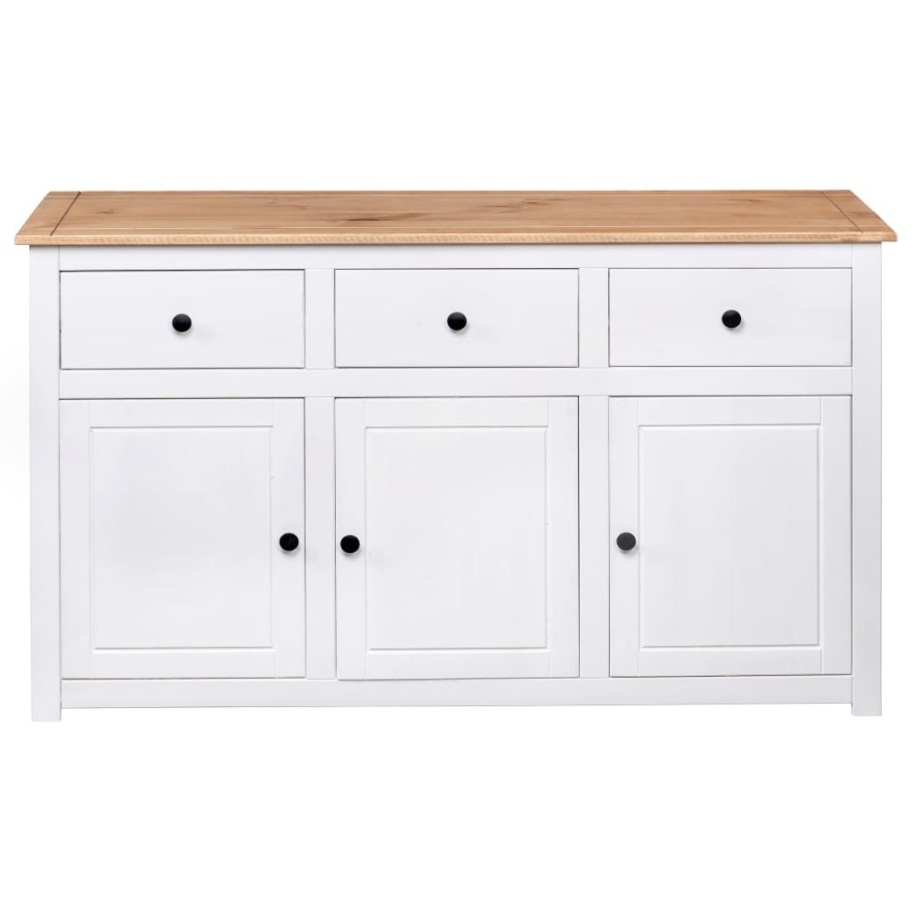 Skänk Vit 135x40x80 cm massiv furu panama