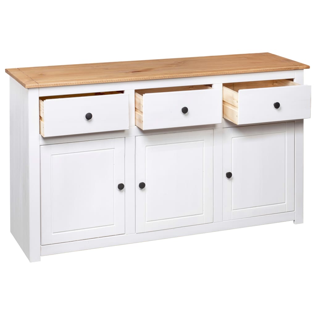 Skänk Vit 135x40x80 cm massiv furu panama
