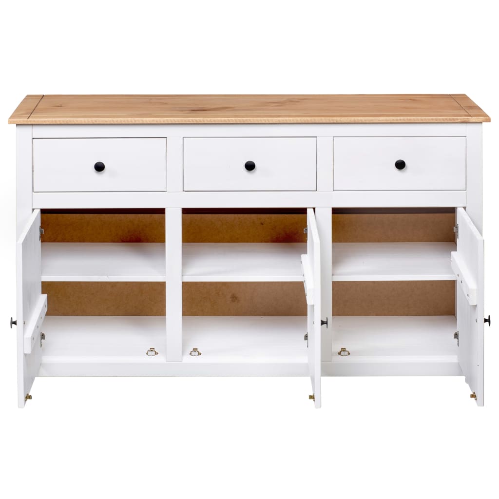 Skänk Vit 135x40x80 cm massiv furu panama