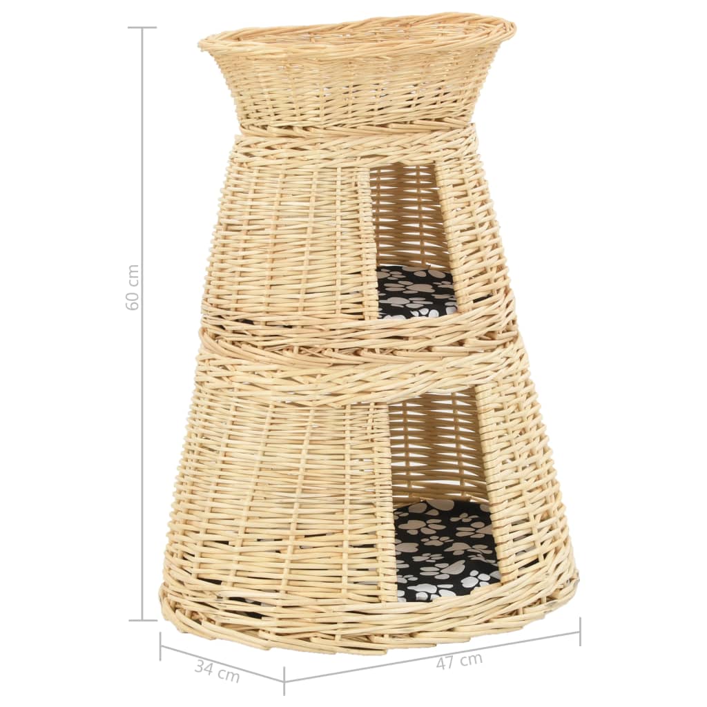Kattmöbel Kattkorg 3 delar med dynor 47x34x60 cm naturlig pil