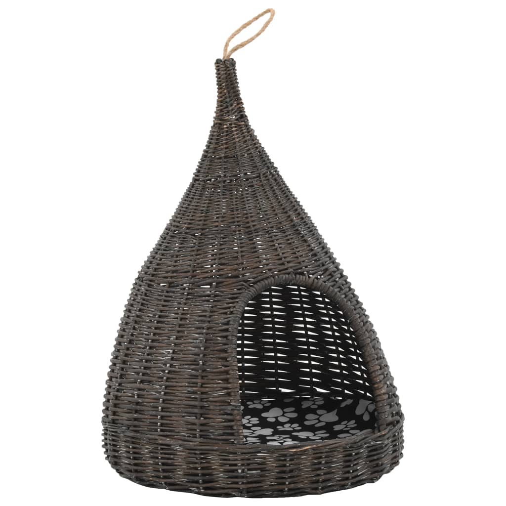 Kattmöbel Kattkoja med dyna Grå 40x60 cm naturlig pil tipi