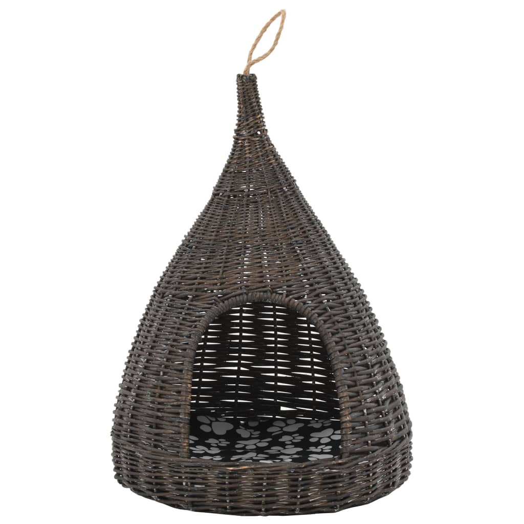 Kattmöbel Kattkoja med dyna Grå 40x60 cm naturlig pil tipi