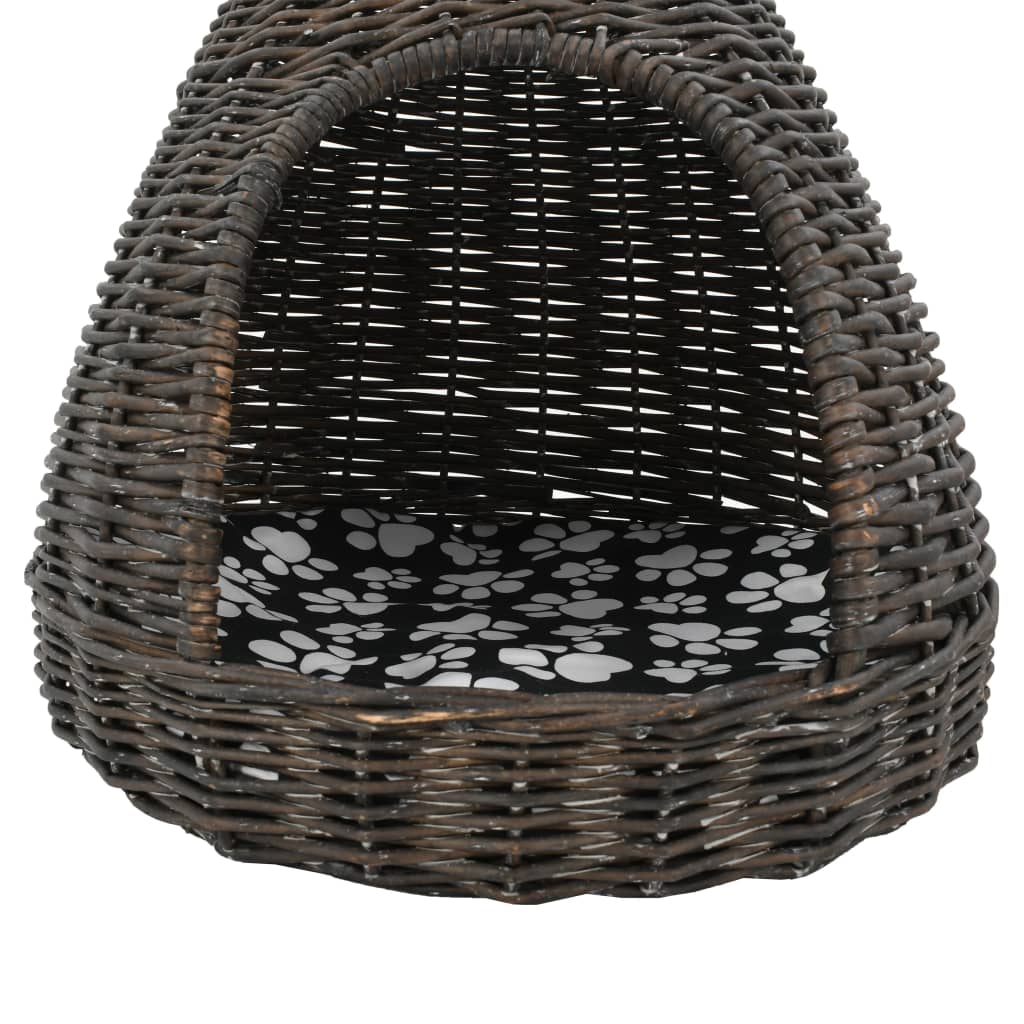 Kattmöbel Kattkoja med dyna Grå 40x60 cm naturlig pil tipi