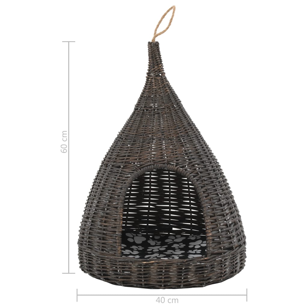 Kattmöbel Kattkoja med dyna Grå 40x60 cm naturlig pil tipi