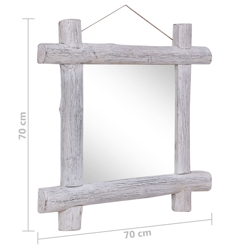 Väggspegel Vit 70x70 cm massivt återvunnet trä