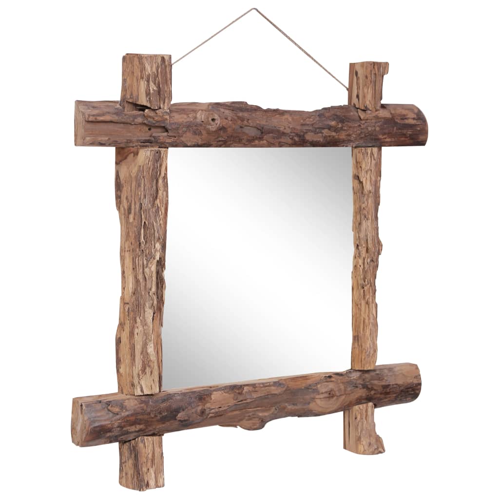 Väggspegel naturfärgad 70x70 cm återvunnen teak