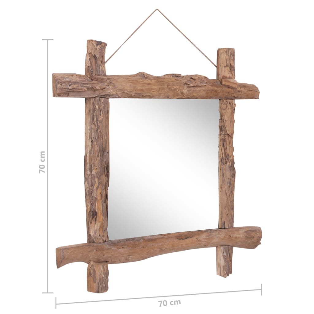 Väggspegel naturfärgad 70x70 cm återvunnen teak