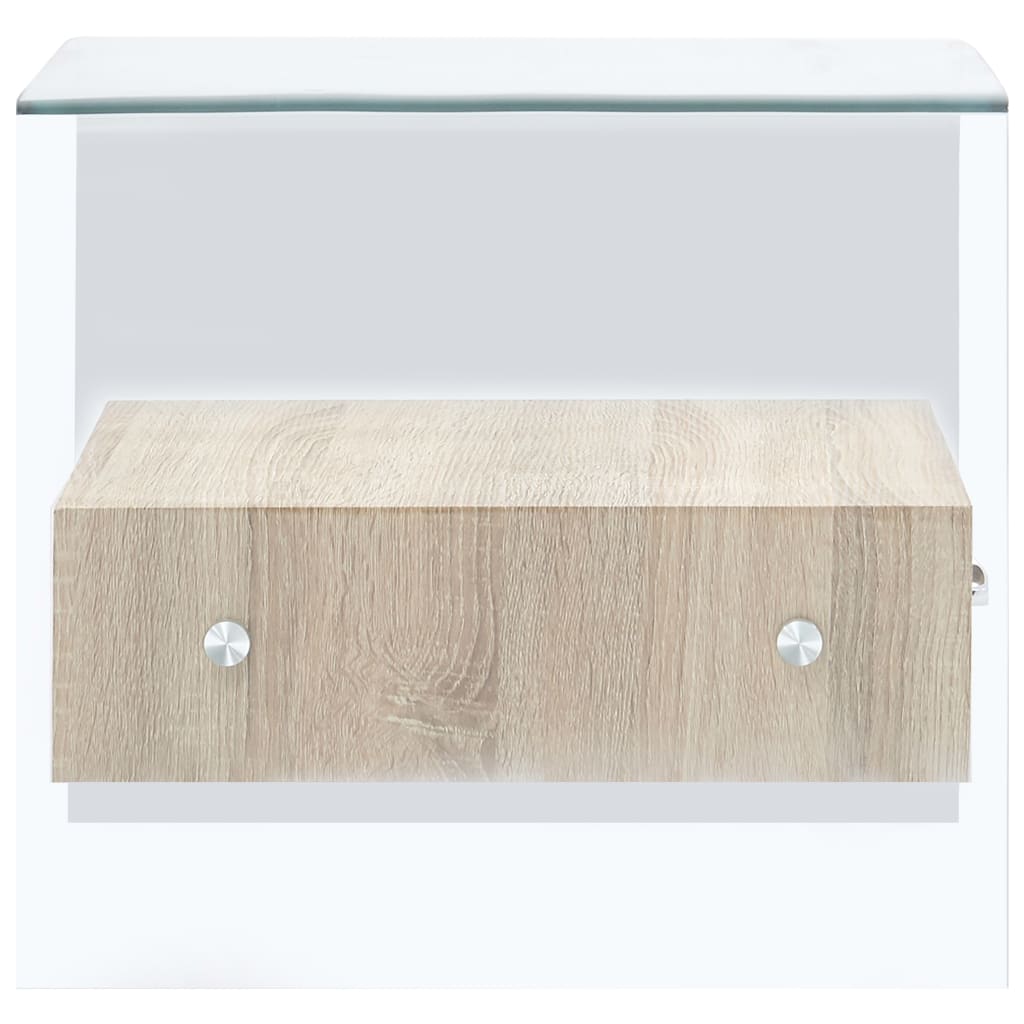 Sidobord DIV. med låda 50x50x45 cm härdat glas