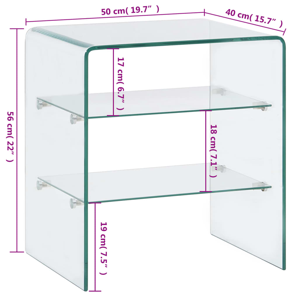 Soffbord DIV. 50x40x56 cm härdat glas
