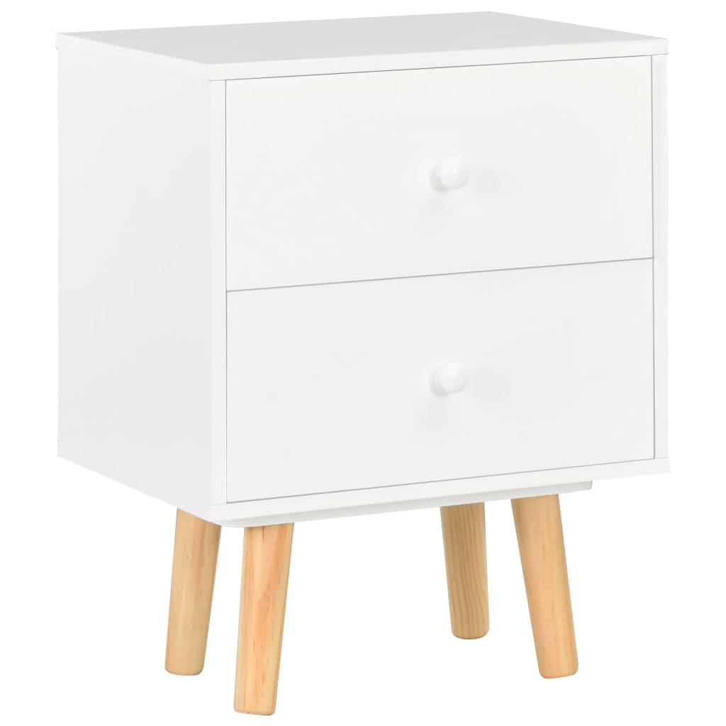 Sängbord 2 st vit 40x30x50 cm massiv furu