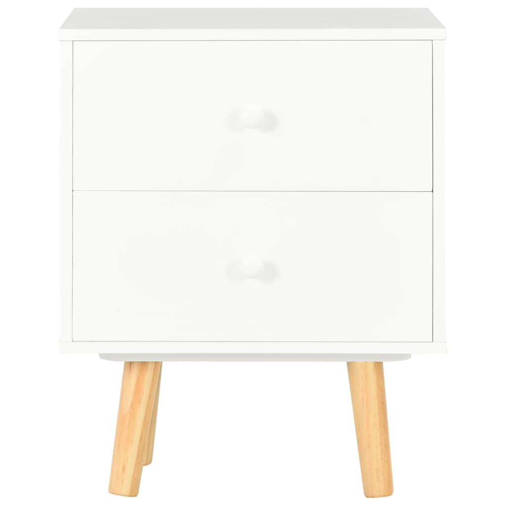 Sängbord 2 st vit 40x30x50 cm massiv furu