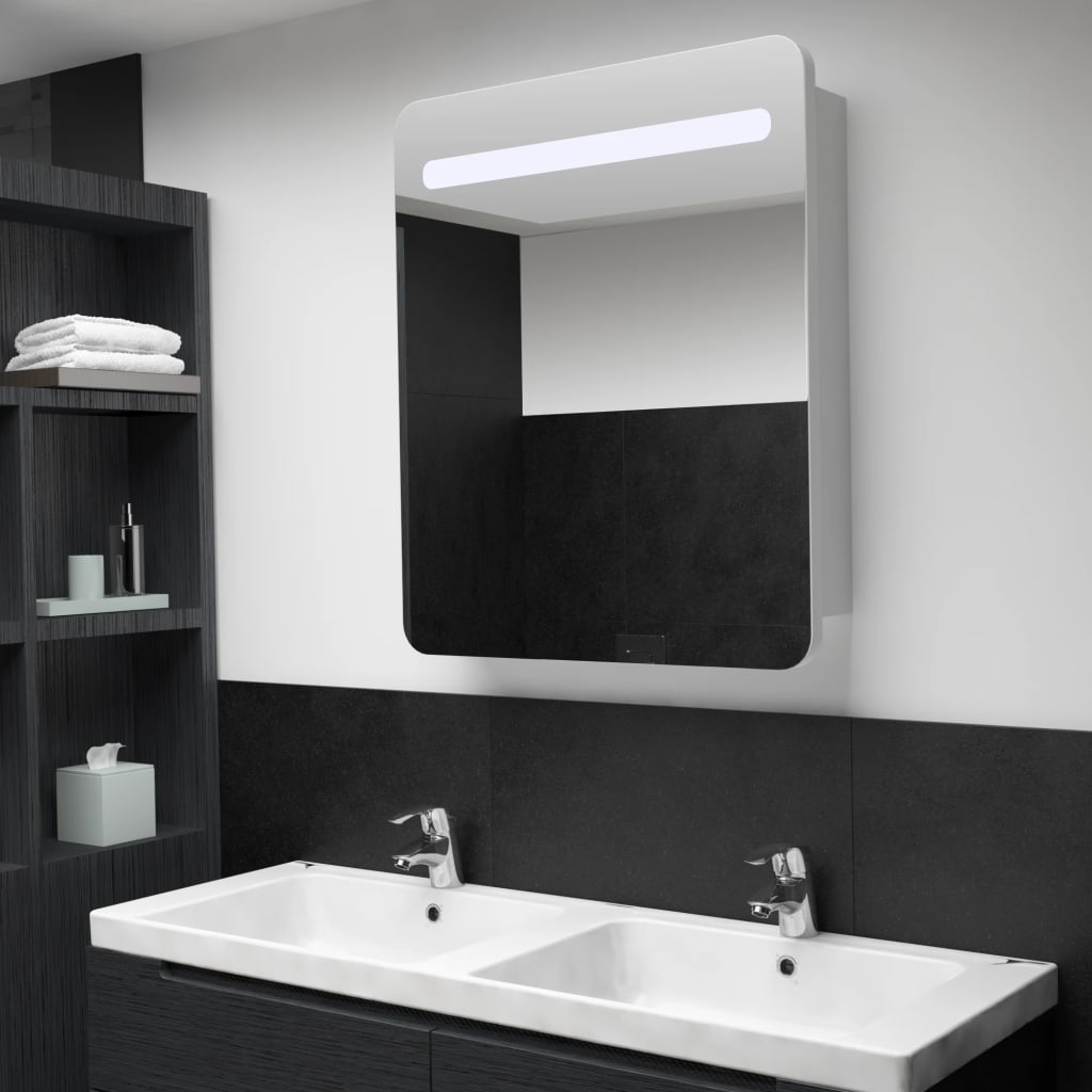 Badrumsspegel Spegelskåp LED 68x9x80 cm