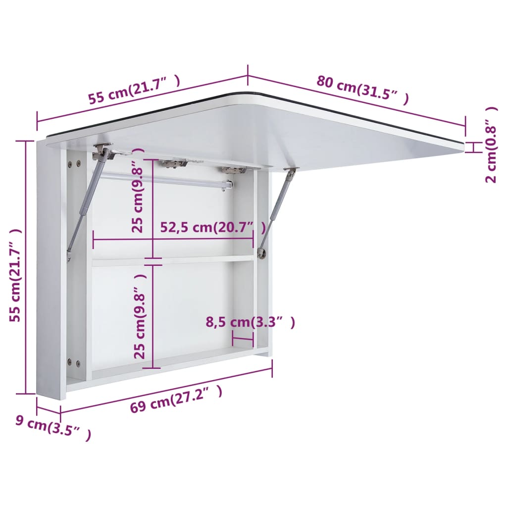 Badrumsspegel Spegelskåp LED 80x9,5x55 cm