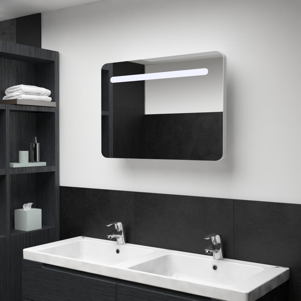 Badrumsspegel Spegelskåp LED 80x9,5x55 cm