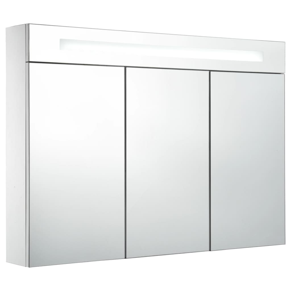 Badrumsskåp med spegel LED 88x13x62 cm