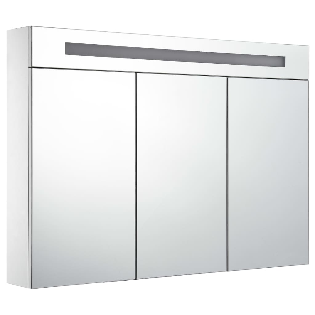 Badrumsskåp med spegel LED 88x13x62 cm