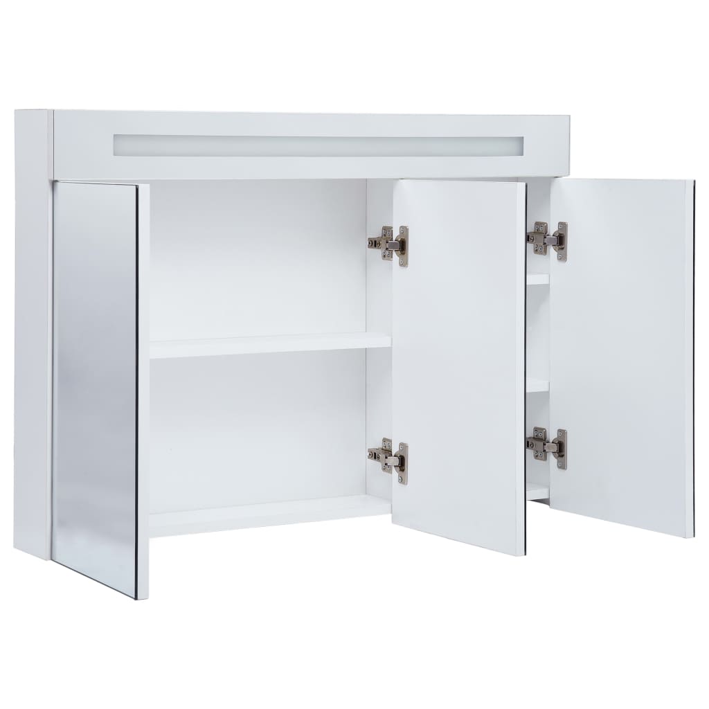 Badrumsskåp med spegel LED 88x13x62 cm