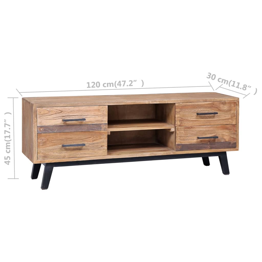 TV-bänk 120x30x45 cm massiv teak
