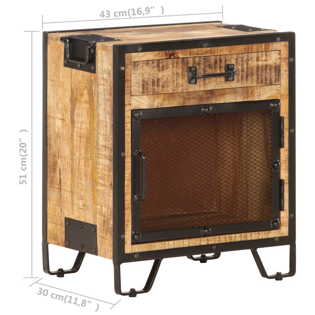 Sängbord Nattduksbord Trä 43x30x51cm massivt robust mangoträ