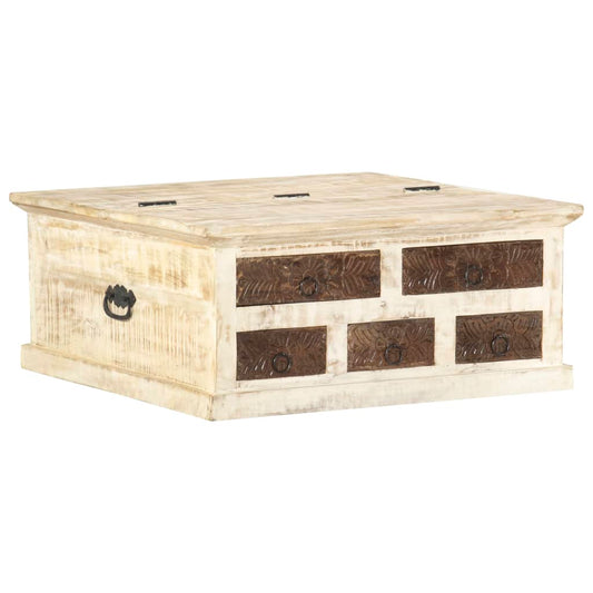 Soffbord Vit 68x68x30 cm massivt mangoträ