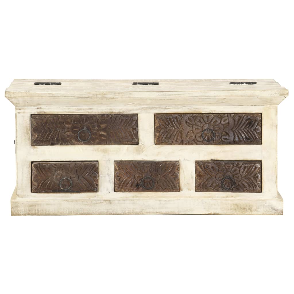 Soffbord Vit 68x68x30 cm massivt mangoträ