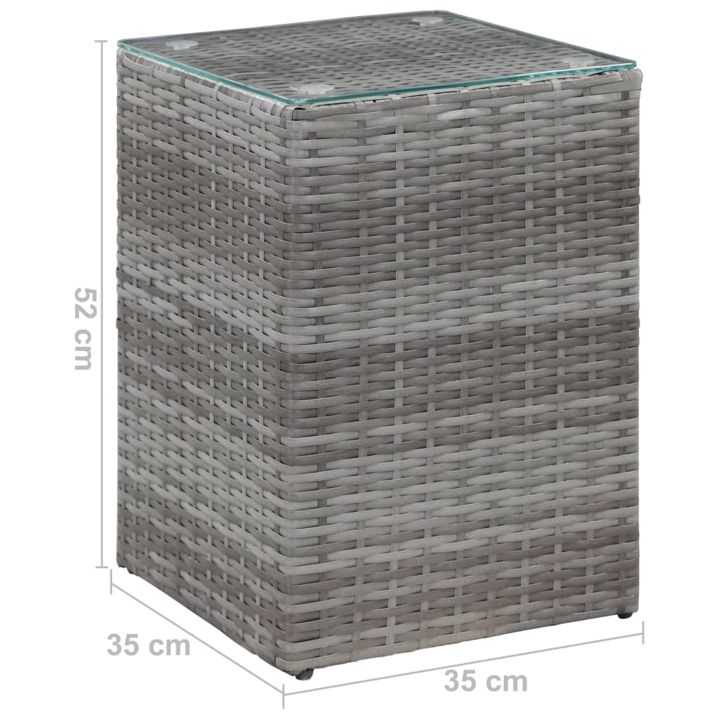 Sidobord med glasskiva grå 35x35x52 cm konstrotting