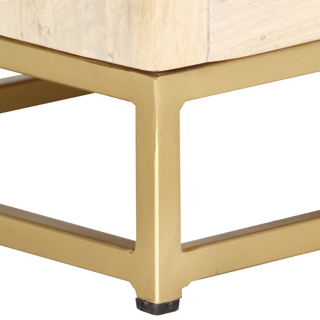 Sängbord Nattduksbord Trä guld 40x30x50 cm massivt mangoträ