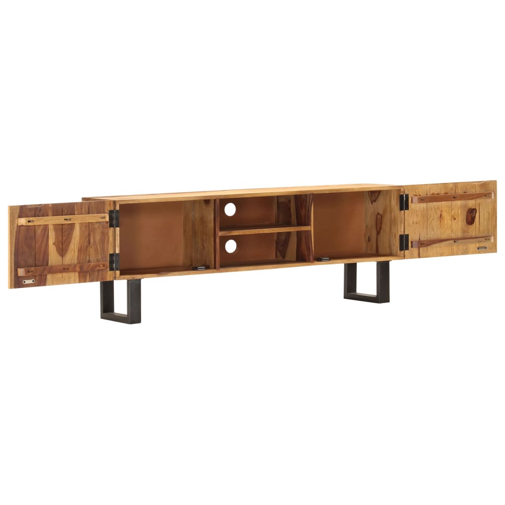 Tv-bänk 130x30x47 cm massivt sheshamträ