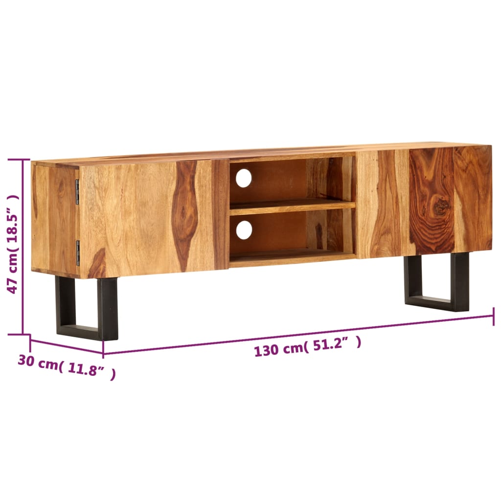 Tv-bänk 130x30x47 cm massivt sheshamträ