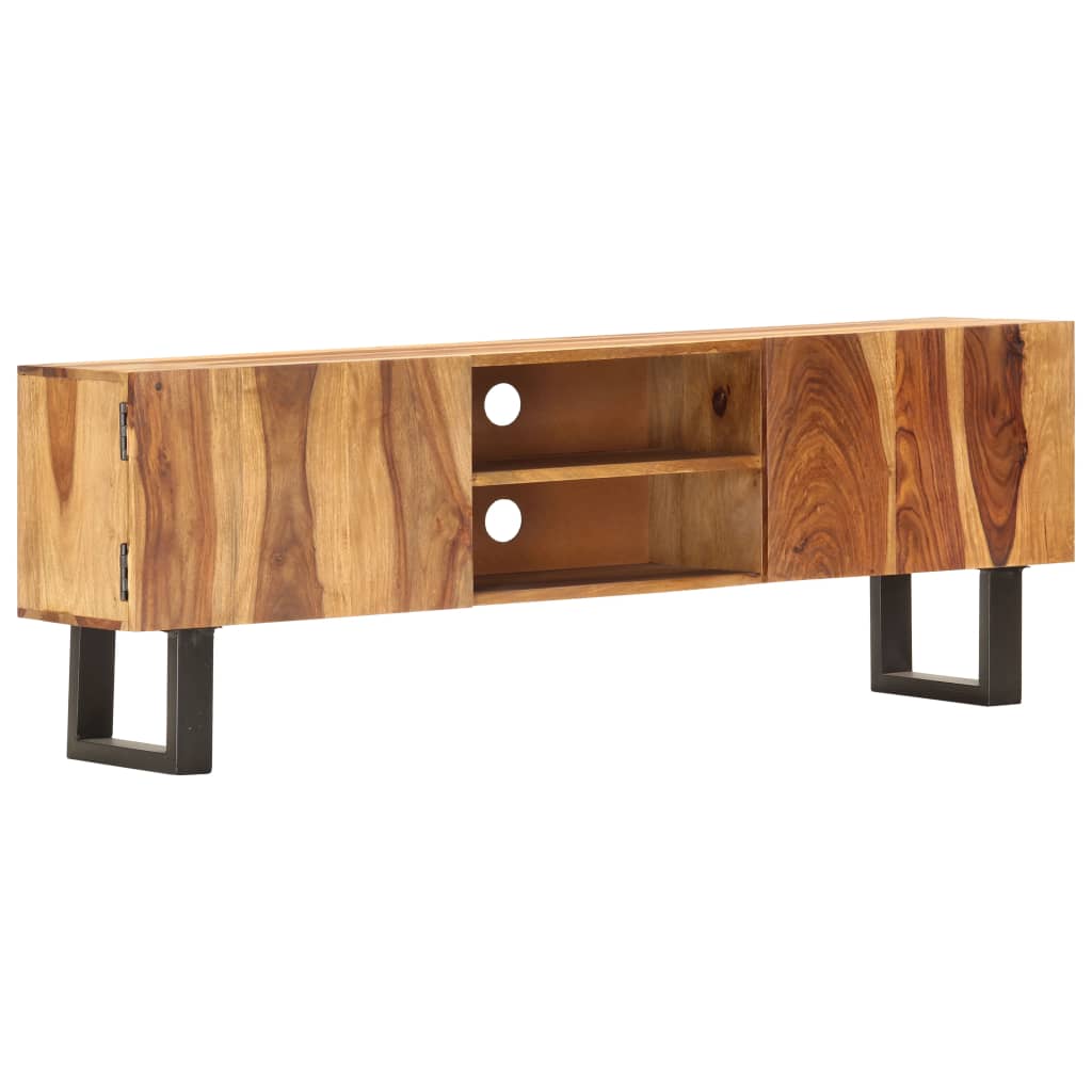 Tv-bänk 130x30x47 cm massivt sheshamträ