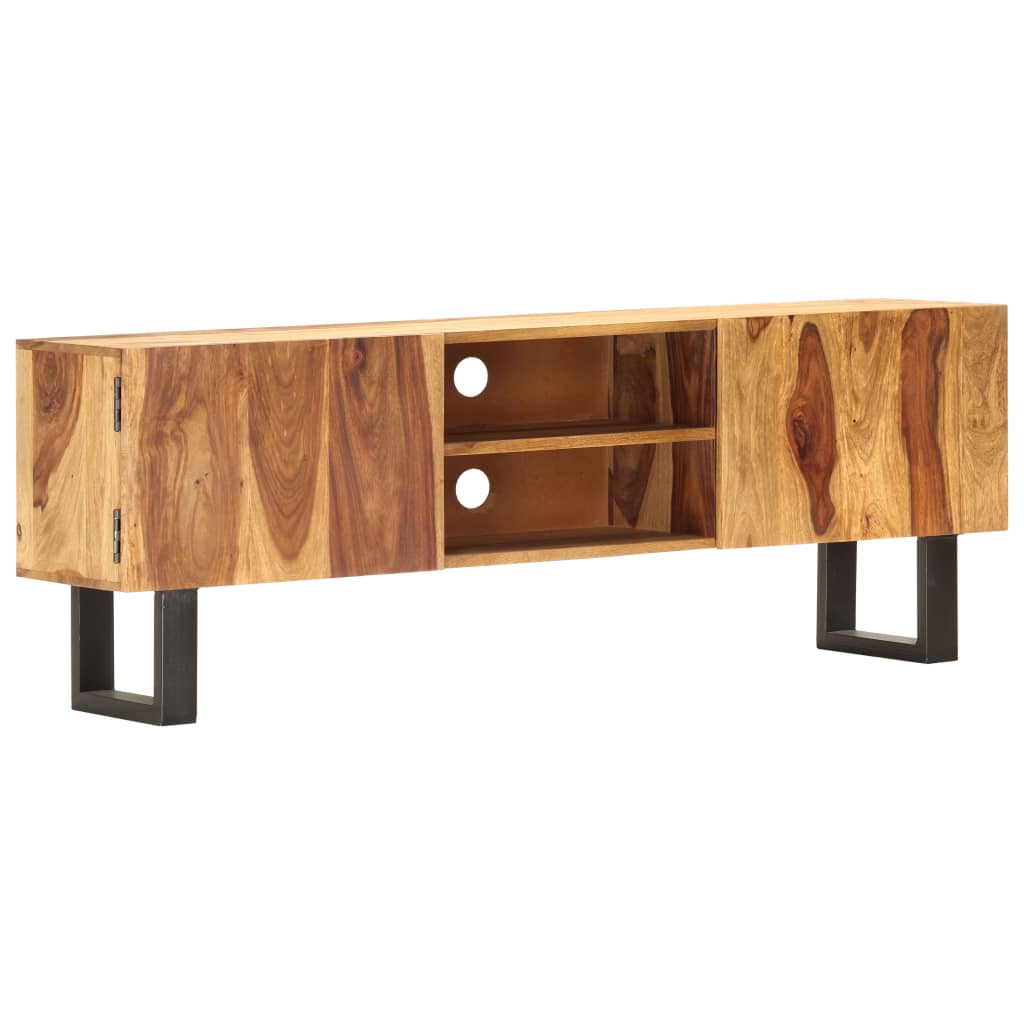 Tv-bänk 130x30x47 cm massivt sheshamträ