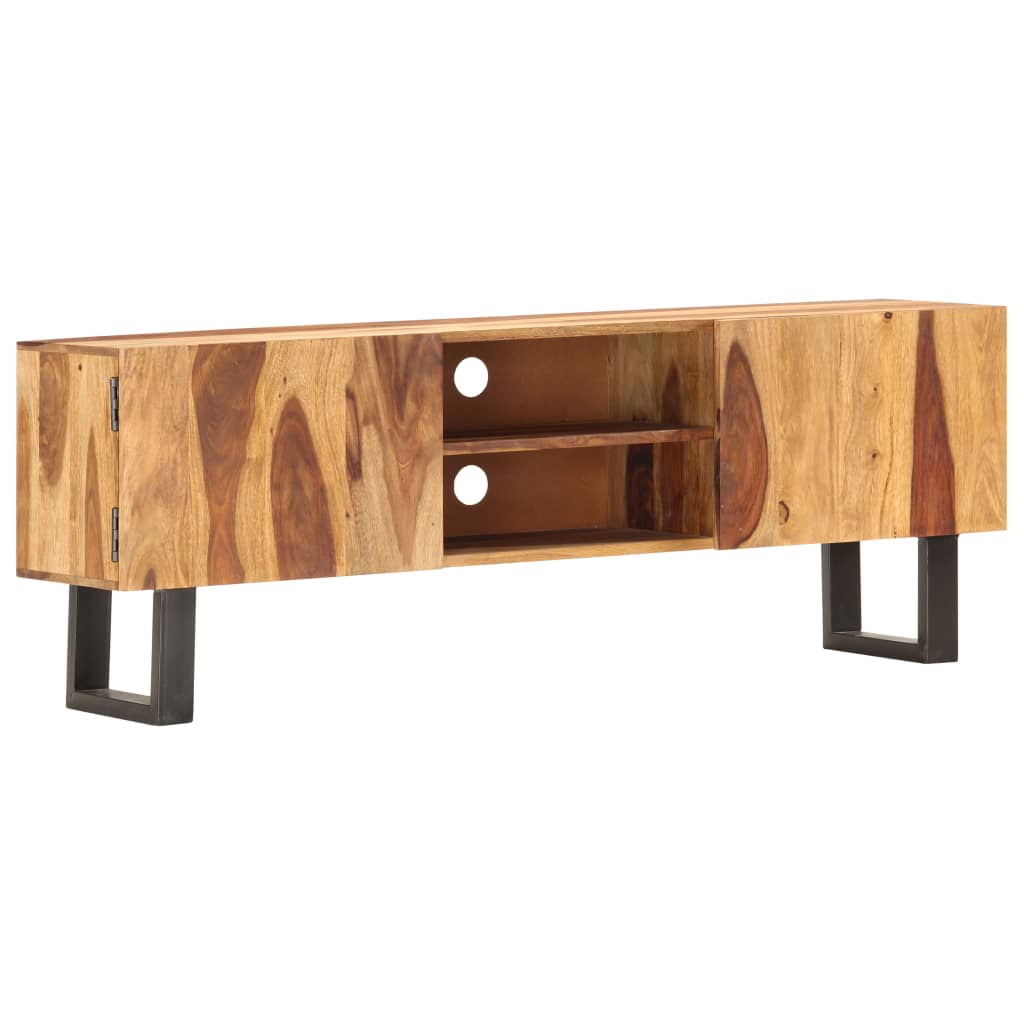 Tv-bänk 130x30x47 cm massivt sheshamträ