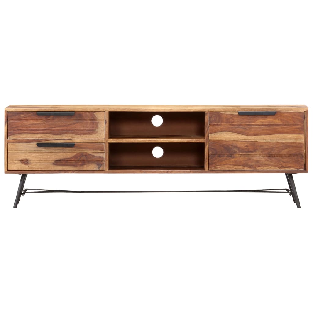 TV-bänk 140x28x47 cm massivt sheshamträ