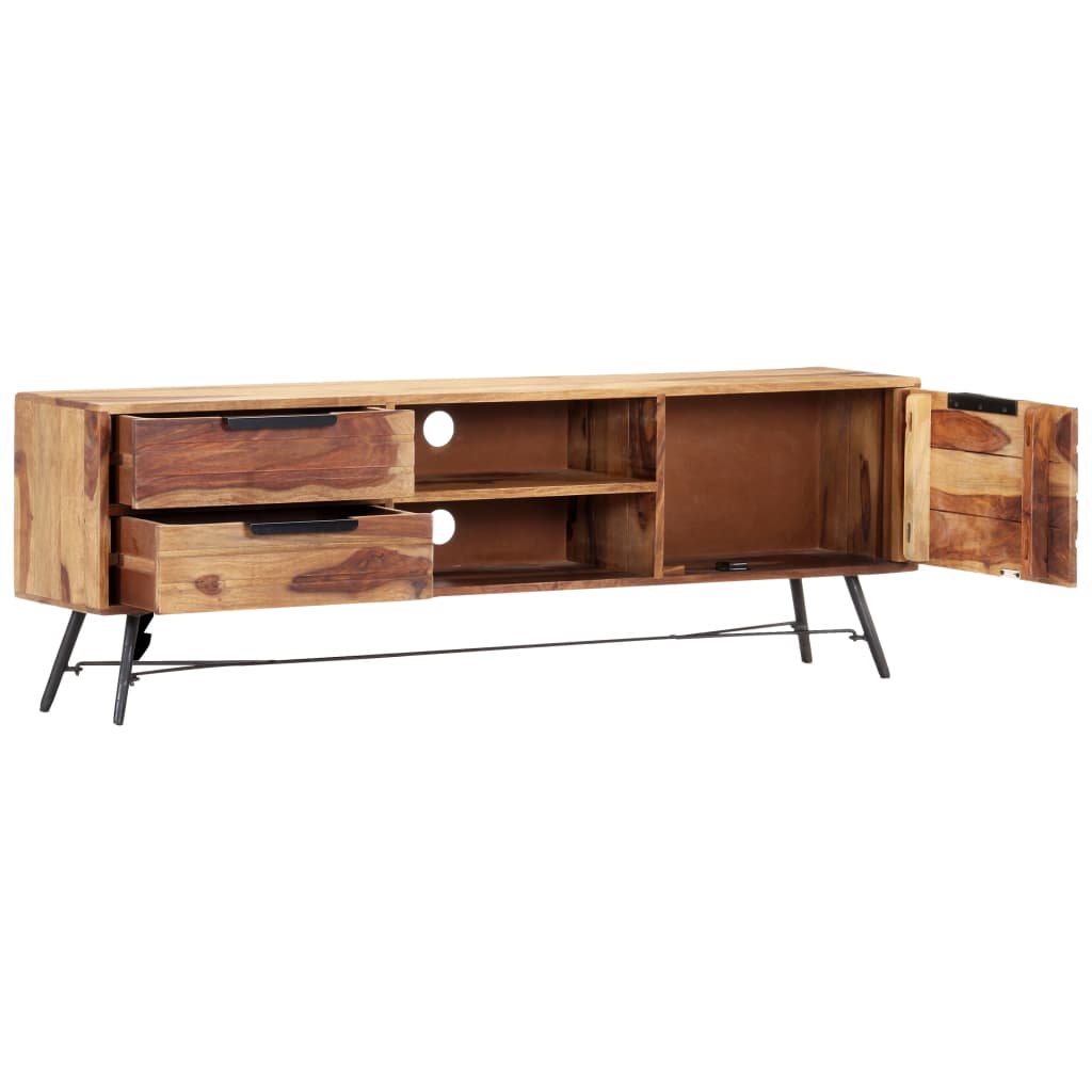 TV-bänk 140x28x47 cm massivt sheshamträ