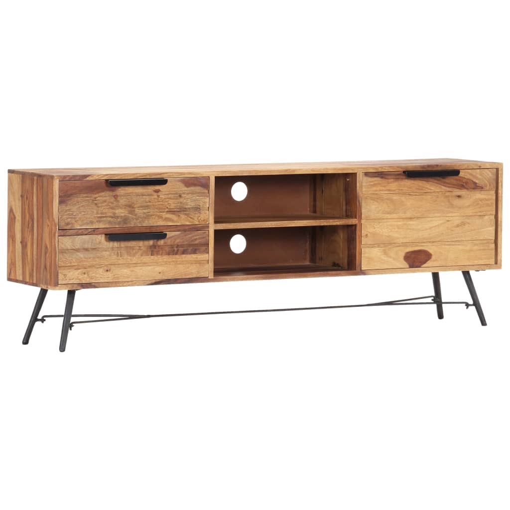 TV-bänk 140x28x47 cm massivt sheshamträ