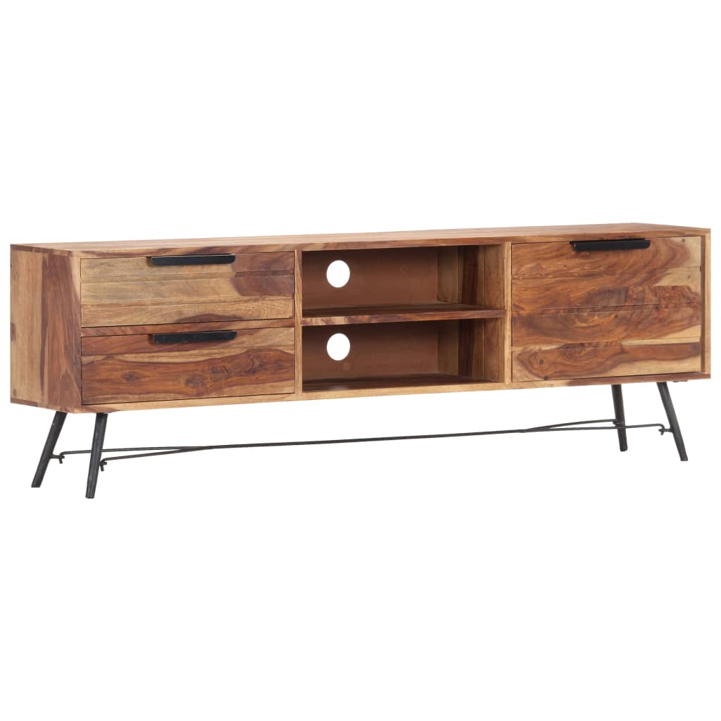 TV-bänk 140x28x47 cm massivt sheshamträ