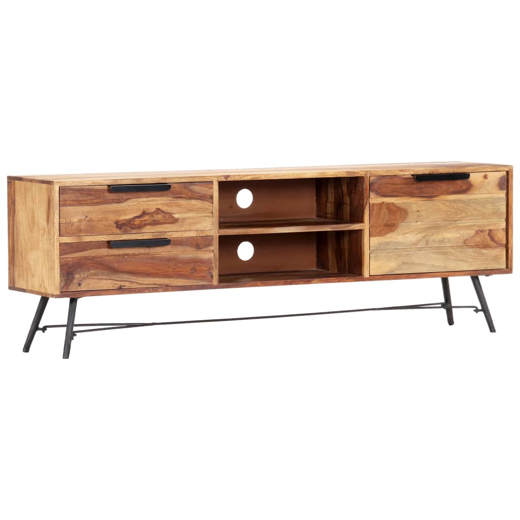 TV-bänk 140x28x47 cm massivt sheshamträ
