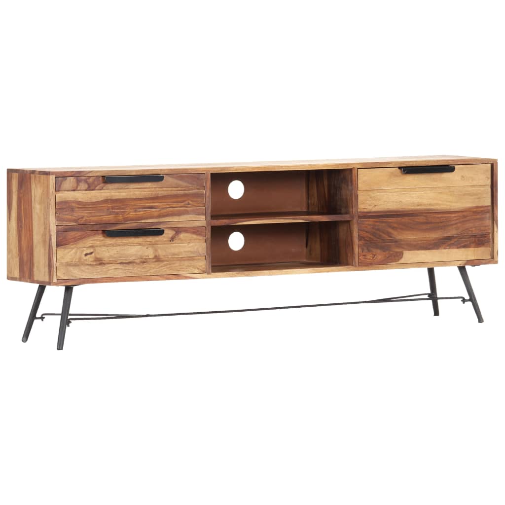 TV-bänk 140x28x47 cm massivt sheshamträ