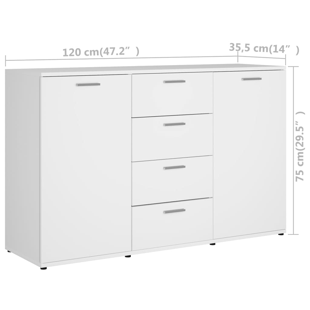 Skänk Vit 120x35,5x75 cm