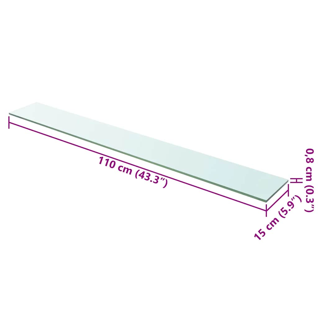 Hyllplan 2 st glas genomskinlig 110x15 cm