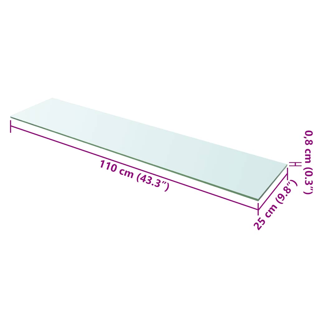 Hyllplan 2 st glas genomskinlig 110x25 cm