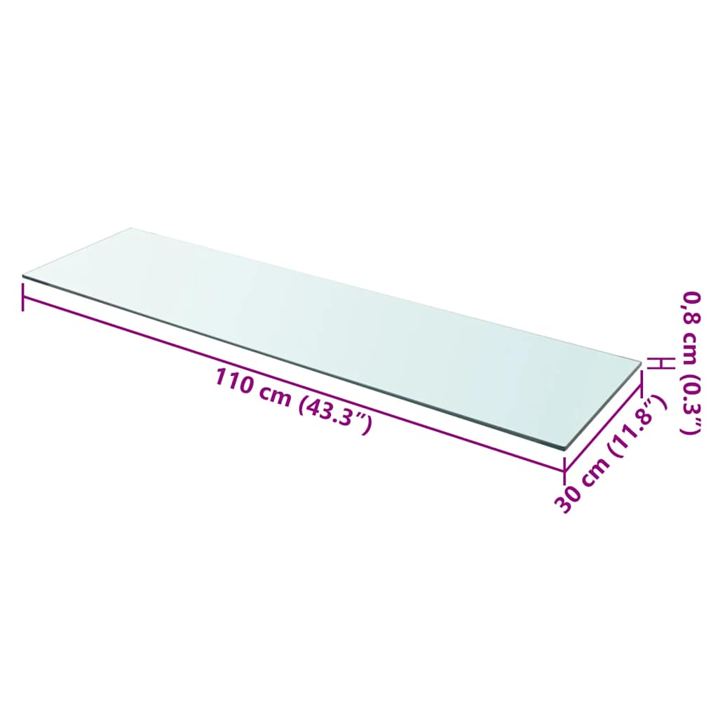 Hyllplan 2 st glas genomskinlig 110x30 cm