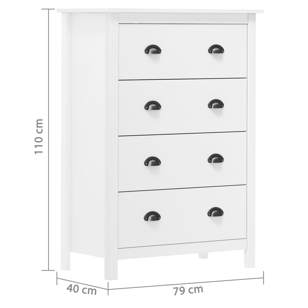 Skänk Trä Hill med 4 lådor 79x40x110 cm massiv furu
