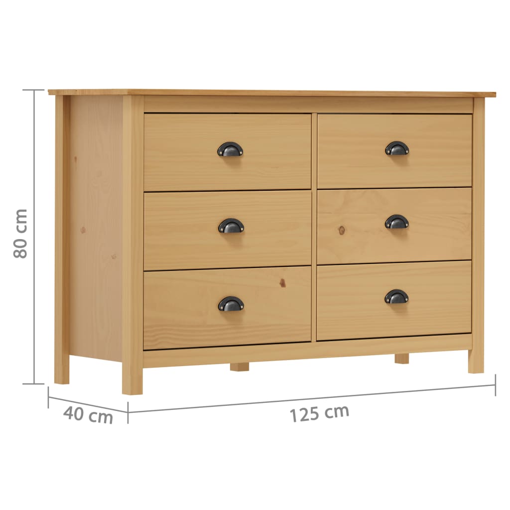 Skänk Trä Hill 125x40x80 cm massiv furu