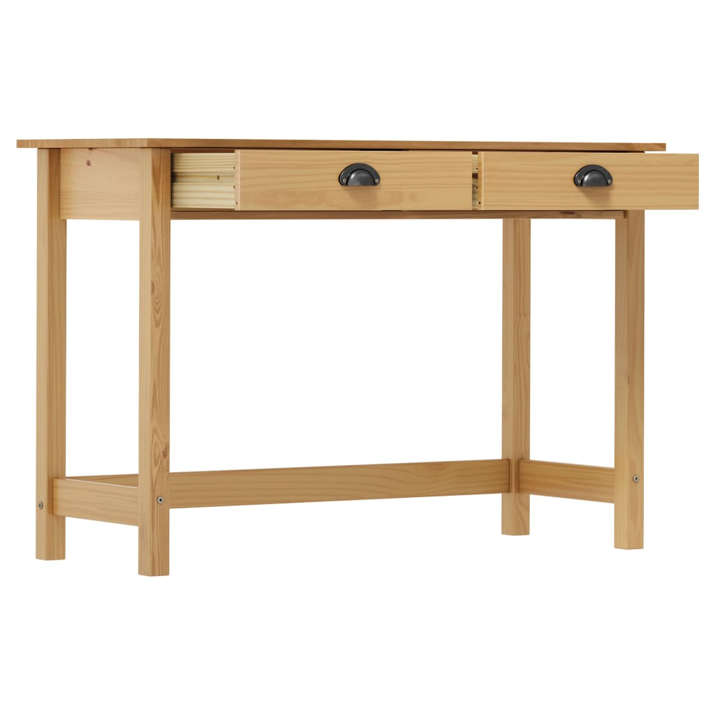 Avlastningsbord Konsollbord Vit Trä Hill med 2 lådor 110x45x74 cm massiv furu