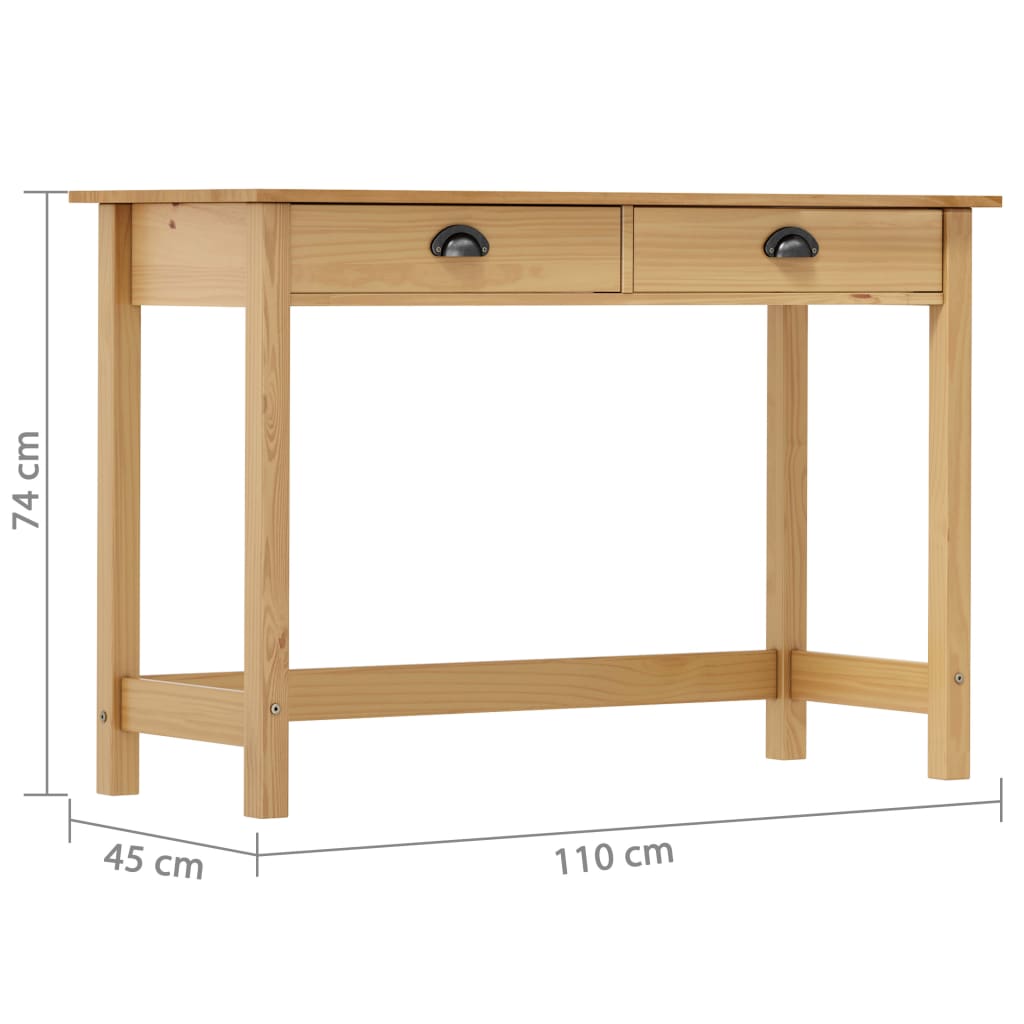 Avlastningsbord Konsollbord Vit Trä Hill med 2 lådor 110x45x74 cm massiv furu