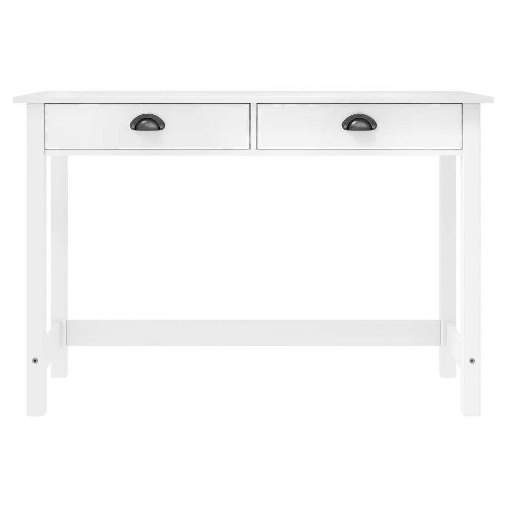 Avlastningsbord Konsollbord Vit Trä Hill med 2 lådor 110x45x74 cm massiv furu