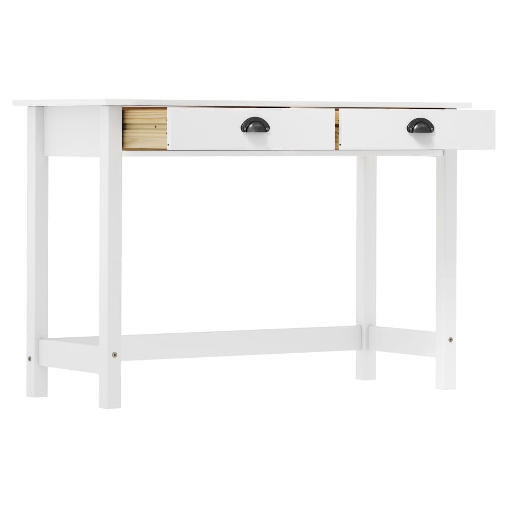 Avlastningsbord Konsollbord Vit Trä Hill med 2 lådor 110x45x74 cm massiv furu