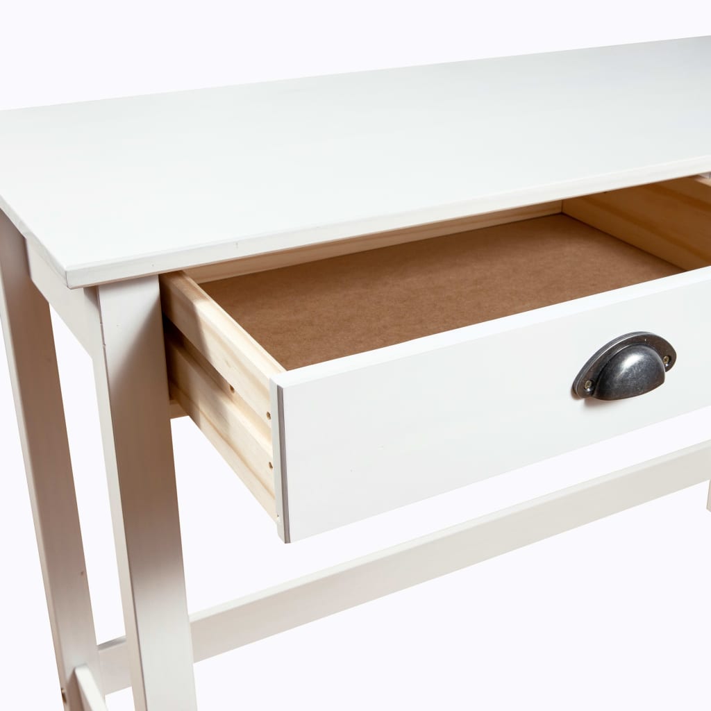 Avlastningsbord Konsollbord Vit Trä Hill med 2 lådor 110x45x74 cm massiv furu