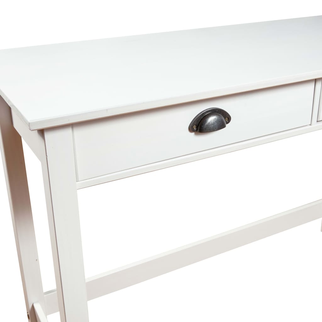 Avlastningsbord Konsollbord Vit Trä Hill med 2 lådor 110x45x74 cm massiv furu